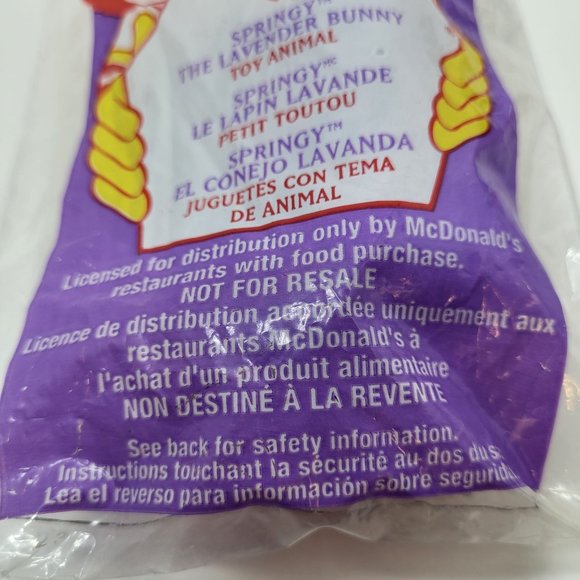NEW SPRINGY THE LAVENDER BUNNY TY BEANIE BABY #17 2000 McDONALD'S HAPPY MEAL TOY - Picture 3 of 7